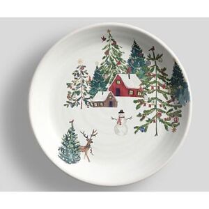 Pottery Barn Christmas in the Country Stoneware Salad Plates, Set of 4/ NEW